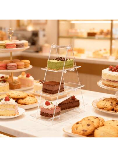 1PC Clear Acrylic Tiered Cake Stand, Ideal For Bakery, Pizza, Home Gathering, Service & Decor, Perfect For Wedding & Birthday Party Decorations