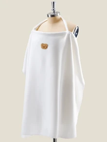 1pc Nursing Cover With Bear Patch, Rigid Support Ring, Nursing Apron, Multi-Functional Car Seat Canopy, Oeko-Tex Certified - Multicolor - View 1