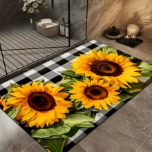 1pc Sunflower Pattern Area Rug, Decorative Carpet For Home, Kitchen, Bathroom, Laundry Room, Home Decor, Autumn & Winter - Multicolor - View 4