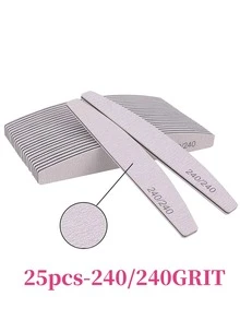 25支装指甲锉，80/100/150/180/240目月牙形指甲抛光块，美甲工具，美甲艺术工具，返校季，美甲，指甲工具 - 彩色 - 查看 16