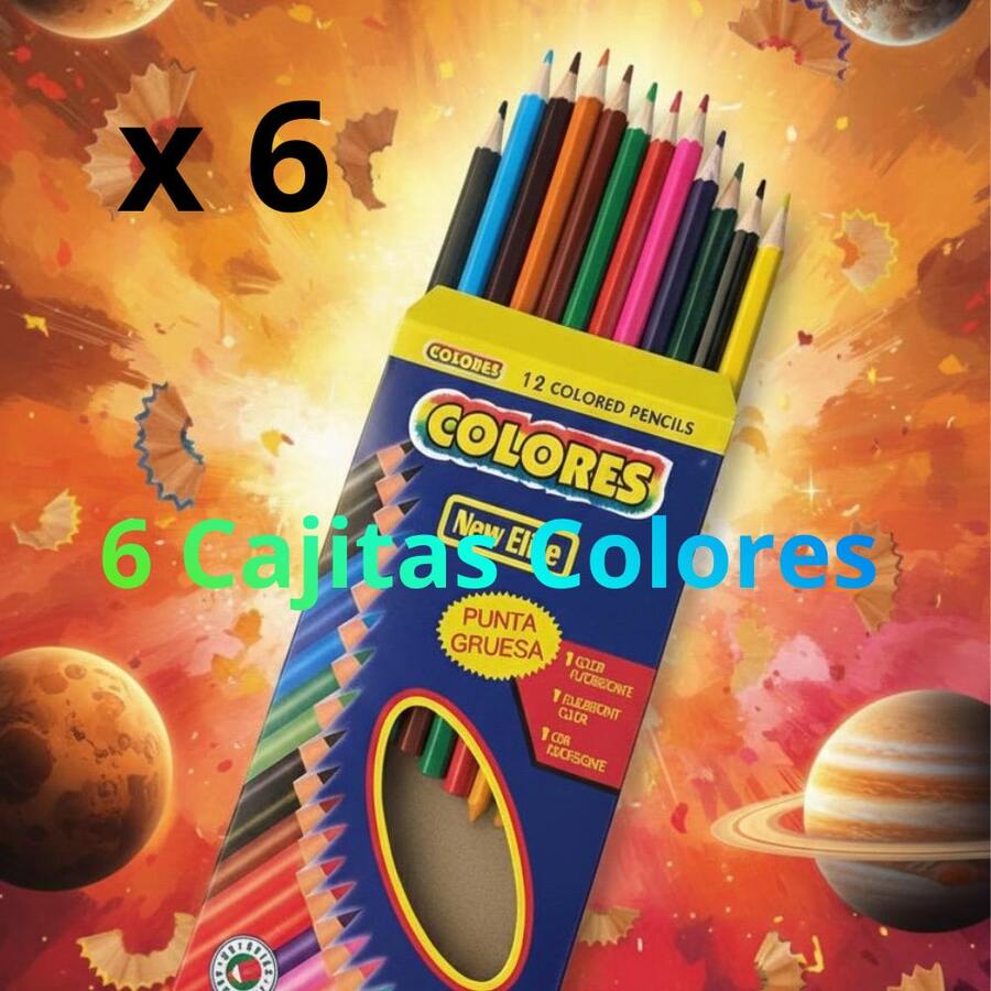 6 Cajas Lápices 12 C/u Colores Madera Punta Gruesa Útiles 72 Multicolor - Conjuntos - Ver 1