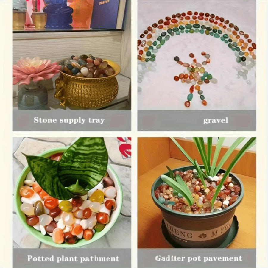 天然彩色玛瑙卵石，抛光装饰石，适用于冥想、水族箱装饰、花瓶和花盆、DIY园艺、家居和办公室装饰 - 彩石 - 查看 8