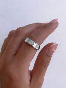 1枚闪亮几何锆石戒指，女士结婚戒指，925纯银承诺戒指，永恒戒指，精美珠宝礼品 - 幾何 - 查看 4