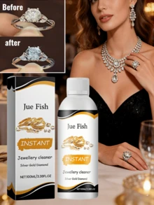 JUE FISH Solução de Limpeza de Joias - Limpa e Mantém Ouro, Prata, Joias, Superfícies de Vidro, Remove Manchas, Ferrugem, Oxidação em Joias de Ouro e Prata, Relógios, Anéis de Diamante - Líquido - Visão 2