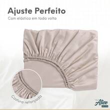 Queen Size 600 Thread Count 4-Piece Fitted Sheet Set For Box Spring Beds, Alice Brand, Luxurious Egyptian Cotton, Hemstitch. - 卡其色 - 查看 5