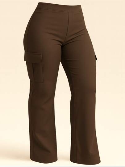 Wid Leg Cargo Alfaiataria Premium Calça Plus Size Feminina Pantalona Empina Bumbum G1 G2 G3