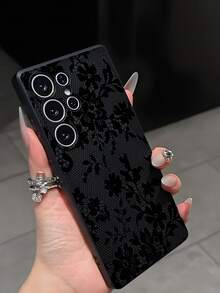 Classic Personalized Lace Flower Phone Case Protective Cover, Black TPU Soft Shell, Scratch-Resistant And Drop-Proof, Compatible With Huawei Honor, Galaxy A/S Series, 6A/7A/8A, 12T/13T/14T,International Version, Not The Domestic Version - Black - View 5