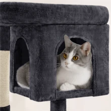 Butterslay 1PC Modern Cat Tree Cat Tower Cat House With Scratching Posts For Small Medium Cats - màu đen - Xem 7