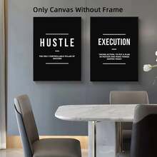 3幅现代黑白励志语录帆布墙画，激励海报，防水艺术品，适用于卧室、客厅、办公室、餐厅、健身房、家居和宿舍装饰 - 黑與白 - 查看 5