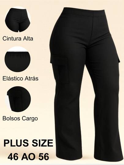 Wid Leg Cargo Alfaiataria Premium Calça Plus Size Feminina Pantalona Empina Bumbum G1 G2 G3