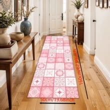 1 件家居装饰，粉色花卉瓷砖印花波西米亚风格硅藻土厨房地毯，吸水、防滑、防污厨房垫 - 非常适合农舍、入口、室内、房间装饰、厨房、餐厅、小型办公室/家庭办公室、水槽、洗衣房 - XYCFD173 - 查看 15