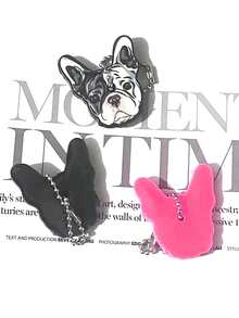 3pcs Personalized Creative Tri-Color Cartoon Silicone French Bulldog Key Case Keychain Bag Pendant Souvenir Car Accessories Bag Charm School Cute Goth Y2k Christmas Gift Ideas Bag Lanyards With Id Holder Car Accessories Bag Charms - Black, Blue and Pink - View 4