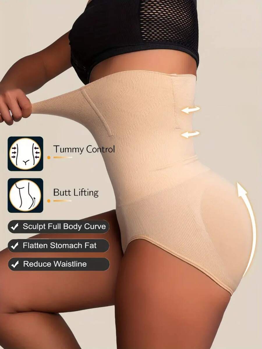 High Waist Tummy Control Shapewear - Seamless Slimming Body Shaper Panties - Màu be - Xem 1