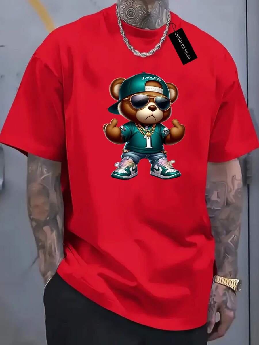 Urso mostrando dedos - Vermelho - Visão 1