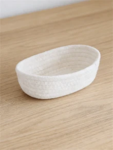 Cesta de almacenamiento ovalada tejida a mano con cuerda XqYBB, pequeña cesta colgante tejida, adecuada para la sala de estar, el dormitorio, la sala de juegos, puede almacenar aperitivos, cesta tejida con cuerda DIY, decoración navideña, regalos, almacenamiento de juguetes, esencial para volver al colegio - Blanco - Ver 16