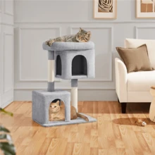 Butterslay 1PC Modern Cat Tree Tower For Small Medium Cats With Cozy Condos, Perch & Sisal Posts For Scratching & Play, Anti-Toppling Indoor Cat Furniture - Xám nhạt - Xem 8