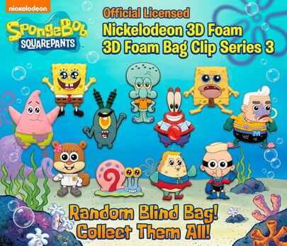  1PC Nickelodeon Officially Licensed SpongeBob & Patrick 3D Foam Bag Clip Series 3 Random Blind Bag Collectible Cartoon Clip Valentine's Day Fashion Birthday Gift