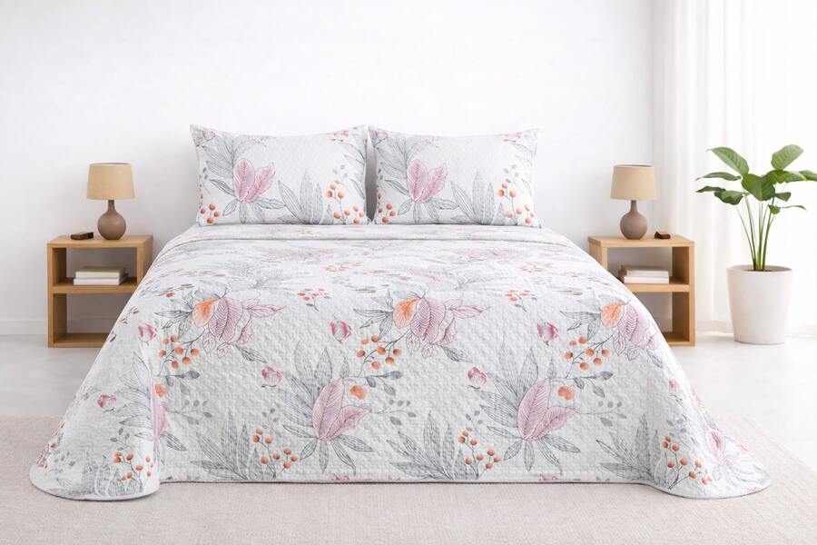 Quilt Sets - Gran Hojas Rosa Gris - View 1