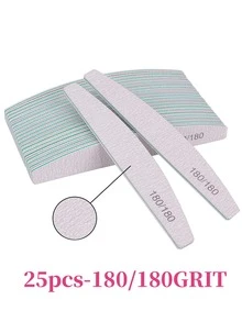 25支装指甲锉，80/100/150/180/240目月牙形指甲抛光块，美甲工具，美甲艺术工具，返校季，美甲，指甲工具 - 彩色 - 查看 11