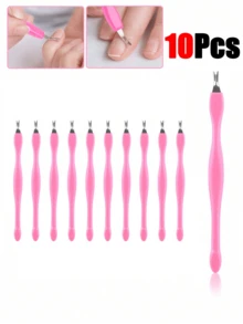 100/50/30/20/10件装 V型指甲钳，V型指甲钳，指甲护理死皮去除工具，双头V型叉指甲和足部清洁工具，家用和沙龙美甲工具 - 粉色 - 查看 5