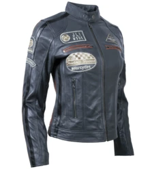 AVIATRIX Women Real Leather Biker Jacket In Grey Colour QOOC - Grey - View 3