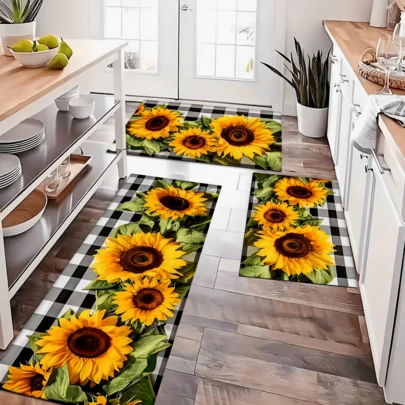 1pc Sunflower Pattern Area Rug, Decorative Carpet For Home, Kitchen, Bathroom, Laundry Room, Home Decor, Autumn & Winter