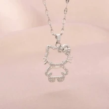 1件优雅迷人的Hello Kitty金色蝴蝶吊坠项链，浪漫珠宝，三丽鸥派对配饰，精致派对装扮，经典可爱时尚 - 彩色 - 查看 6