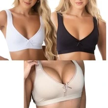 Kit 3 Sutiã Sem Bojo Feminino Alça Acolchoada Lingerie Conforto Sustentação Reforçado Moda Íntima - Lavagem Média - Visão 10