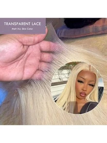 200% Density Pre Cut Glueless Wigs Blended Human Hair Ready To Wear And Go Preplucked Straight 5x5 Lace Closure Wig High Density 13x4 5x5 Human Hair For Women Blode Hair - S613 - View 9