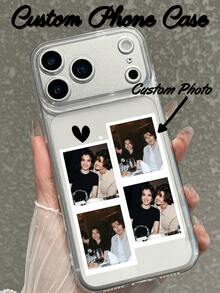 1pc Customized Photo Phone Case, Transparent Phone Protective Case, Upload Your Own Photo To Create A Unique And Design. Suitable As A Gift For Best Friends, Family, And Partners. Compatible With IPhone 17/17 Pro/17 Pro Max/17 Air, 16-11/Pro/Pro Max/Plus, S20-S25/Ultra/FE/Plus/Ultra - Pixel Style, Retro Dot Print, Non-Glossy - Clear - View 2