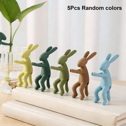 5pcs Cute Rabbit Shaped Plant Holders - Suitable For Hydroponics/Soil Planting, Plastic Decor Stands. Applicable For Garden/Aquarium/Desktop Potted Plant Fixation And Fairy Tale Decoration. Universal Spring Gardening Accessories For Herbs And