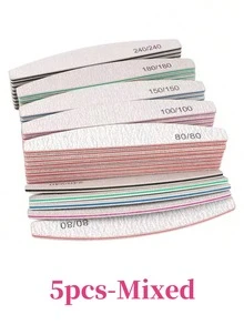 25支装指甲锉，80/100/150/180/240目月牙形指甲抛光块，美甲工具，美甲艺术工具，返校季，美甲，指甲工具 - 彩色 - 查看 19