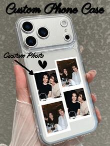 1pc Customized Photo Phone Case, Transparent Phone Protective Case, Upload Your Own Photo To Create A Unique And Design. Suitable As A Gift For Best Friends, Family, And Partners. Compatible With IPhone 17/17 Pro/17 Pro Max/17 Air, 16-11/Pro/Pro Max/Plus, S20-S25/Ultra/FE/Plus/Ultra - Pixel Style, Retro Dot Print, Non-Glossy - Clear - View 6