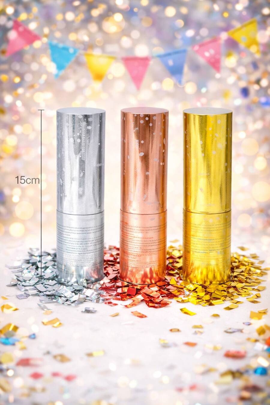 3 Pack 15cm Mirror Confetti Shooters - Portable Confetti Shooters For Birthdays, Weddings - Easy To Hold - 查看 1
