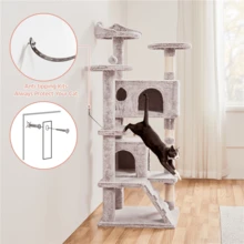 Butterslay 1PC 54inch Multilevel Cat Tree Condo With 2 Condos And 3 Scratching Posts - 棕色 - 查看 7
