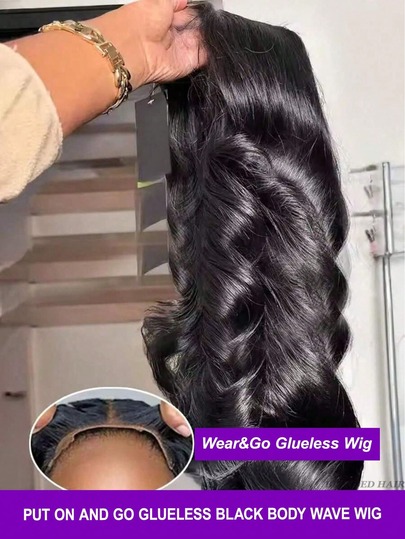 200% Density 26 Inch 13x4 HD Lace Front Wig, Wavy Curly, 5x5 Lace Closure Wig, Plug And Play, No Glue Needed, Human Hair Blend, Pre-Plucked, 1B Black Lace Front Wig, For Women