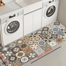 1 pieza Alfombra de entrada retro de silicona con estampado, felpudo de bienvenida con cuadros de colores, alfombra antideslizante y absorbente para cocina, estilo granja, entrada, interiores, habitación, cocina, comedor, pequeña oficina/oficina en casa, fregadero, lavandería - FUCFD160 - Ver 17