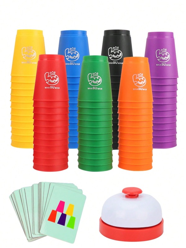 1 set Jeu de gobelets empilables, jeu de plateau interactif pour 2 joueurs (grands gobelets), tri des couleurs, cadeau pour fête, décoration d'Halloween (couleur aléatoire)