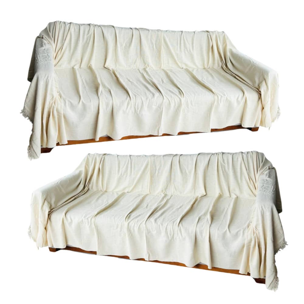 Set Of 2 Extra Large King Size Sofa Throws, Size 3 Meters X 1.80 Meters, Decorative For A Luxurious Home, 100% Cotton Reinforced Protective Cover - 原油 - 查看 1