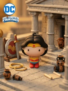 Warner Bros Móc khóa túi bí ẩn DC Series được cấp phép chính thức (1 chiếc) - Móc khóa xốp 3D, hộp bí ẩn, hình nhân vật, kẹp túi & phụ kiện, móc kéo khóa, móc chìa khóa, phụ kiện ba lô, quà tặng sưu tầm - Superman,  Quinn, Penguin, Joker, Wonder Woman, Batman, Flash, Green Lantern - Nhiều màu - Xem 4