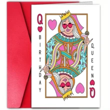 1pc Queen Of Hearts Birthday Card – Funny & Stylish Greeting For Best Friend, Girlfriend, Sister, Mom, Daughter, Playing Card Design With Crown & Champagne Glasses, Perfect Special Gift, Birthday Gift - Sets - View 3