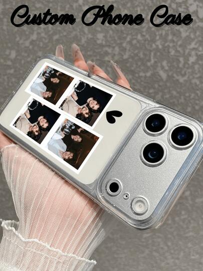 1 pieza Funda de teléfono personalizada con foto, funda protectora de teléfono transparente, sube tu propia foto para crear un diseño único. Adecuado como regalo para mejores amigos, familia y parejas. Compatible con iPhone 17/17 Pro/17 Pro Max/17 Air, 16-11/Pro/Pro Max/Plus, S20-S25/Ultra/FE/Plus/Ultra - Estilo Pixel, Impresión de puntos retro, Sin brillo, Versión internacional, no la versión nacional, Regalo de cumpleaños