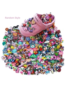 50pcs Cartoon Random Shoe Decorations Accessories Charms For Clogs Bubble Slides Sandals, Gift Idea For Birthday Christmas Halloween Party Favors - 彩色 - 查看 5