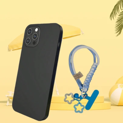 2pcs [1 Phone Case + 1 Phone Lanyard] Black Phone Case, Solid Color, Simple Design, Suitable For Other Phone Models Such As 17/14/12/11/13/15/16 Pro Max/16/15/14 Plus, Waterproof, Shockproof, Scratch-Resistant, Protective Phone Case