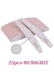 25支装指甲锉，80/100/150/180/240目月牙形指甲抛光块，美甲工具，美甲艺术工具，返校季，美甲，指甲工具 - 彩色 - 查看 17