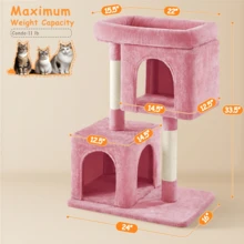 Butterslay 1PC Modern Cat Tree Cat Tower Cat House With Scratching Posts For Small Medium Cats - Hồng - Xem 8
