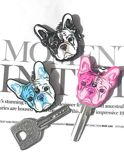 3pcs Personalized Creative Tri-Color Cartoon Silicone French Bulldog Key Case Keychain Bag Pendant Souvenir Car Accessories Bag Charm School Cute Goth Y2k Christmas Gift Ideas Bag Lanyards With Id Holder Car Accessories Bag Charms