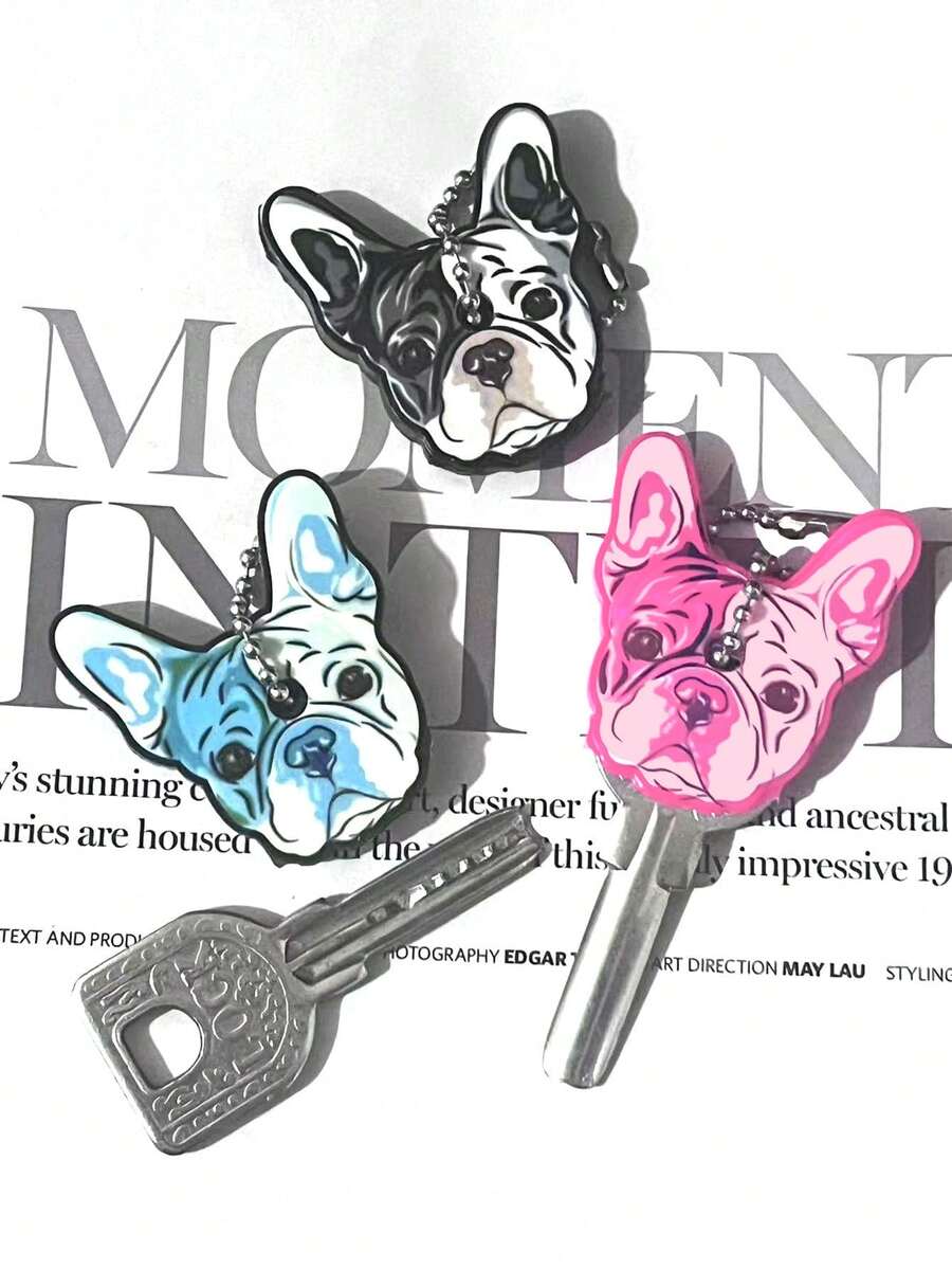 3pcs Personalized Creative Tri-Color Cartoon Silicone French Bulldog Key Case Keychain Bag Pendant Souvenir Car Accessories Bag Charm School Cute Goth Y2k Christmas Gift Ideas Bag Lanyards With Id Holder Car Accessories Bag Charms