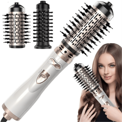 Asciugacapelli spazzola ad alta potenza 3-in-1 da 1000W, styler con rotazione automatica a 360Â°, con 2 testine intercambiabili, rivestimento in ceram