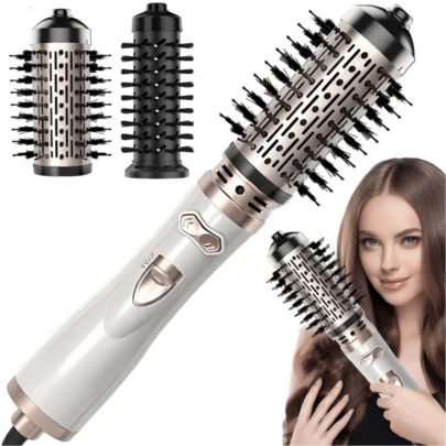 4-In-1 1000W High Power Hair Dryer Brush, 360° Rotating Ceramic Coated Styling Brush, Suitable For All Hair Types, Creates Smooth, Shiny Hairstyles, Perfect Holiday Gift, Multi-Functional Hot Air Brush/Hair Dryer